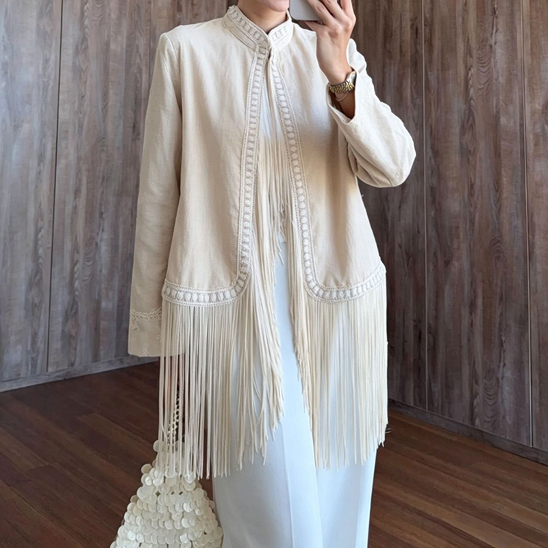 Mantel luar bergaya boho musim - Tassel Fringe Trim ulasan dan harga